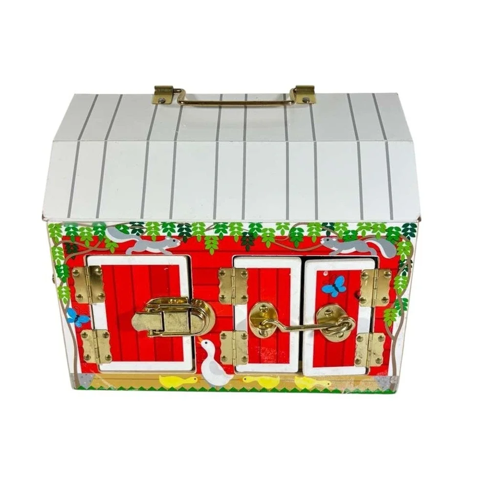 Melissa And Doug Wooden Latches Barn With Five‎ Animals Horse Pig Pony Cow Hen